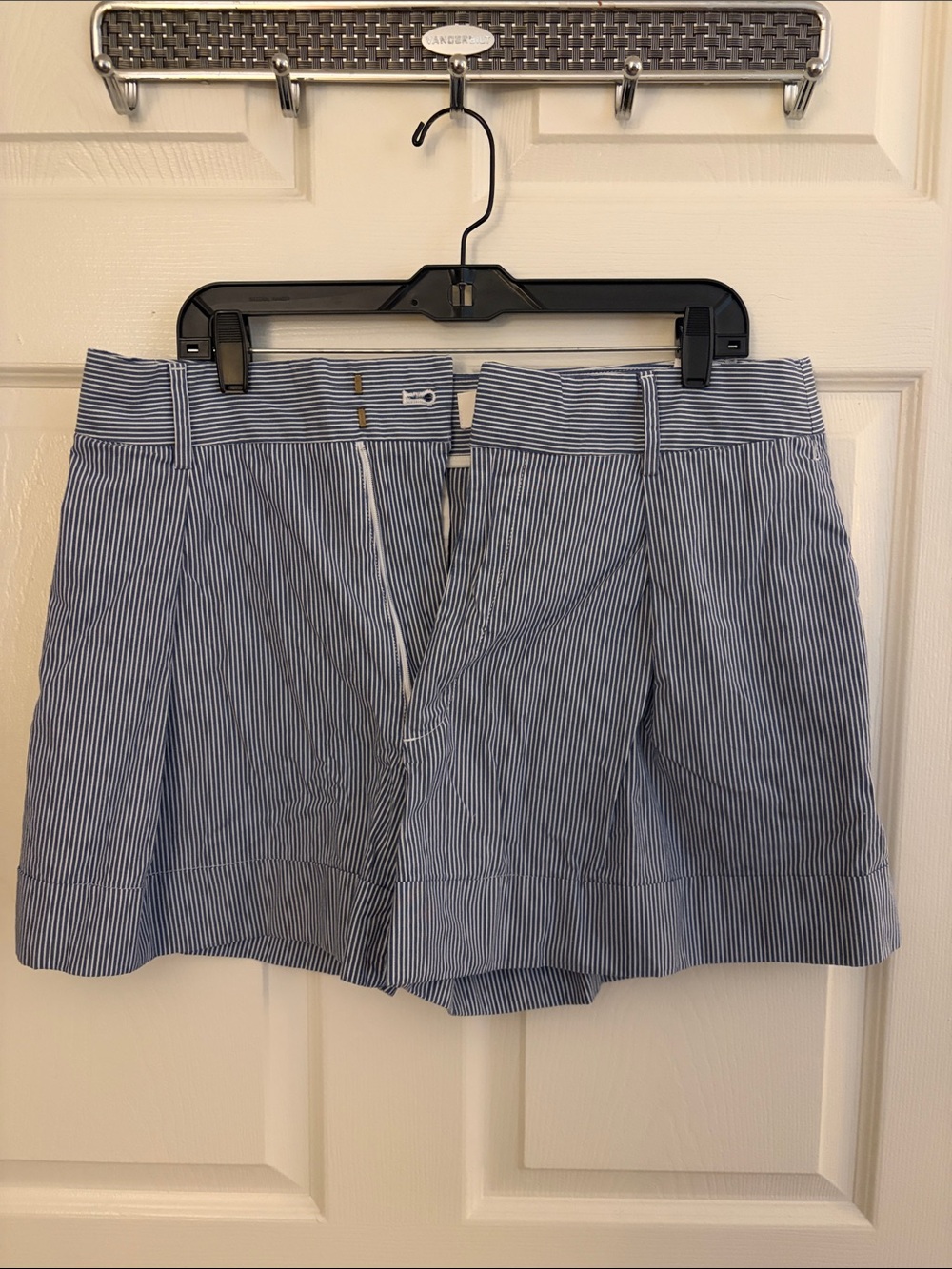 Banana Republic Blue and White Pinstripe Bermuda Shorts